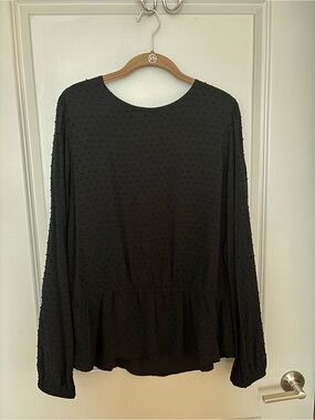 Gap Swiss Dot Long-Sleeve Peplum Top - Women